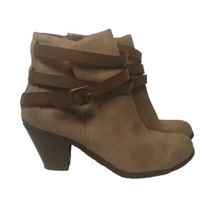 Tan Vegan Leather Belt Strap Bootie